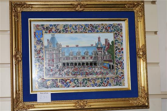 A set of three of Royal Delft Decors de Paris porcelain plaques by Jean Gradassi,